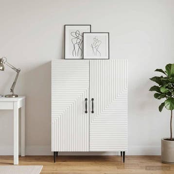 vidaXL Dressoir Hoogglans Wit 66 x 34,5 x 89,5 cm Bewerkt, Verzenden, Nieuw, Overige houtsoorten, Minder dan 50 cm