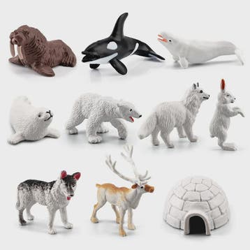 Set van 10 Arctische Dieren Figuren - Realistische Poolbeer,