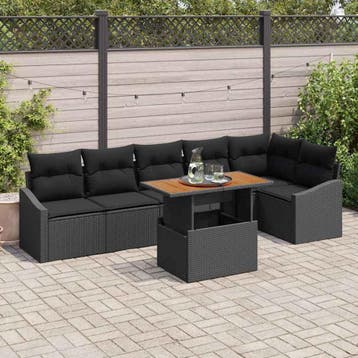 vidaXL Tuinbankenset 7 st Zwart en Bruin, Verzenden, Nieuw, 7 zitplaatsen