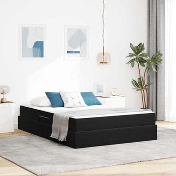 vidaXL Opbergbed met matras met opslag Zwart 140 x 200 cm, Verzenden, Zwart, Stof, Nieuw