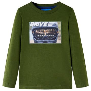 vidaXL Kindershirt met lange mouwen 104 donkerkakikleurig, Verzenden, Nieuw
