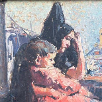 René Vogelweith (1881-1950) - Mère et son enfant dans un