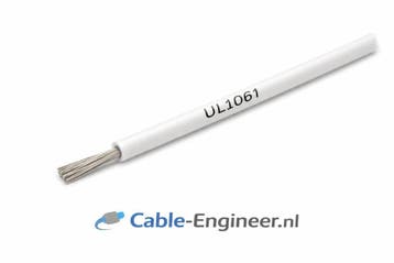 UL1061 kabel  - 0,75 mm2 - vertind koper - 300V. - kleur Wit, Doe-het-zelf en Verbouw, Elektra en Kabels, Verzenden, Nieuw, Kabel of Snoer