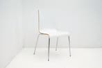 Kantinestoel; Wit met houten kuip, Ophalen of Verzenden, Gebruikt