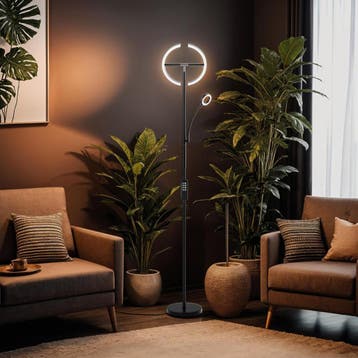 Vloerlamp Auralis LED 20W, leeslamp, dimbaar - zwart, Huis en Inrichting, Verzenden, Nieuw