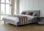 ACTIE! Boxspring Malaga 140 200 Grijs, Verzenden, Nieuw, 140 cm, Twijfelaar