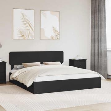 vidaXL Opslag bed met lade met opslag Zwart 200 x 200 cm, Verzenden, Zwart, Hout, Nieuw