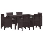 vidaXL Tuin Eetset 7 pcs Bruin Polt riet, Verzenden, Nieuw, 7 zitplaatsen
