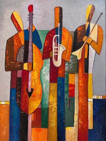 Nguyen Robert (1958) - Symphonie cubiste 80 60 cm