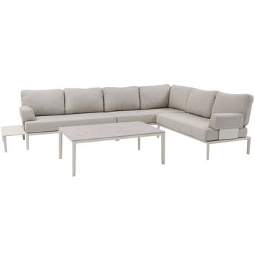 Hong Kong hoek loungeset 5 delig aluminium latte zand, Tuin en Terras, Ophalen of Verzenden, Nieuw, Aluminium