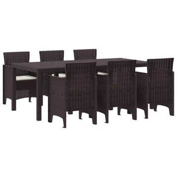 vidaXL Tuin eettafelset 7 st Bruin Polypropyleen, Verzenden, Nieuw, 7 zitplaatsen