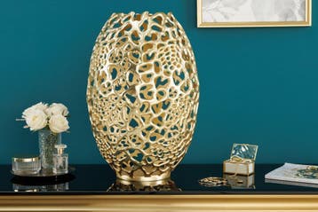 Filigrane Design Vaas ABSTRACT BLAD goud 50cm Handarbeit -, Ophalen of Verzenden, Nieuw