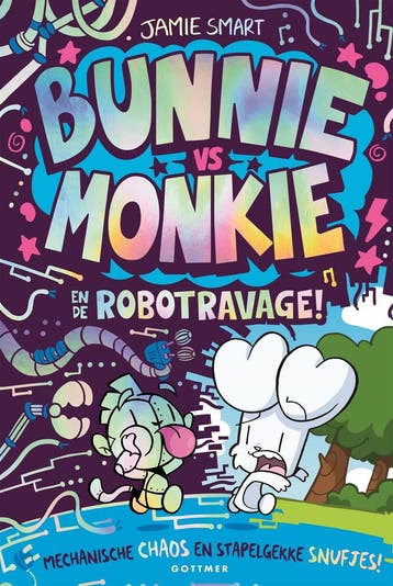 Boek: Bunnie vs Monkie en de robotravage - (als nieuw), Verzenden, Zo goed als nieuw