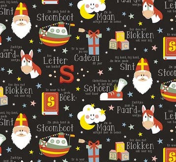 Inpakpapier Sinterklaas Sint Lyrics Goud - Breedte 70 cm -, Diversen, Sinterklaas, Ophalen of Verzenden, Nieuw