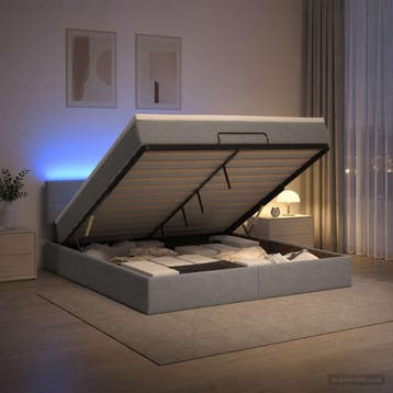 vidaXL Ottoman Bed met Matrassen en LED Lichtgrijs 140 x 200, Verzenden, Nieuw