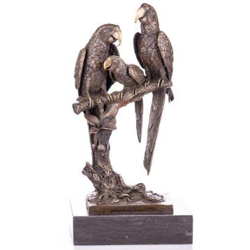 Figuur - Bronzefigur Papageien 38CM - Brons, Marmer, Antiek en Kunst
