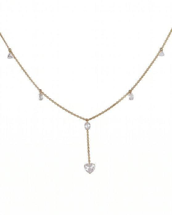 Halsketting - 14 karaat Geel goud - 0.85ct. tw. Diamant, Sieraden, Tassen en Uiterlijk, Kettingen