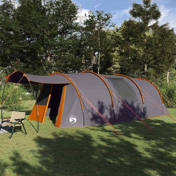 vidaXL Tunnel Tent 4-Person 4-persoons Grijs en Oranje, Verzenden, Nieuw, Tot en met 2