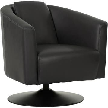Leren draaifauteuil Press - Massif Nero (zwart) -, Bohemian, Klassiek, Retro, Romantisch, Vintage, Nieuw, Ophalen of Verzenden