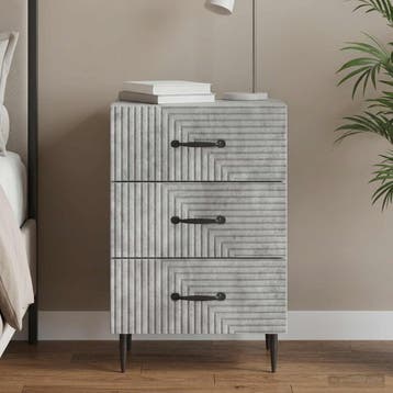 vidaXL Nachtkastje met lade Betongrijs 43 x 41 x 66,5 cm, Minder dan 45 cm, Verzenden, Nieuw, 55 tot 70 cm
