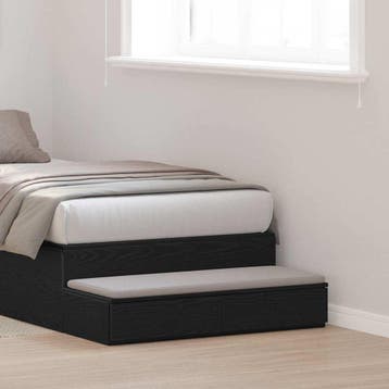vidaXL Bedlades Zwart Eiken 75 x 36,5 x 16,5 cm Bewerkt hout, Verzenden, Nieuw, Hout, Minder dan 45 cm