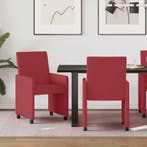 vidaXL Eetkamerstoelen met Wieltjes 2 pcs Wijnrood 57 x 66 x, Huis en Inrichting, Stoelen, Verzenden, Nieuw, Rood