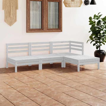 vidaXL 4-delige Loungeset massief grenenhout wit, Verzenden, Nieuw, Loungeset