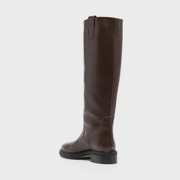 Luxe Bruine Leren Dames Laarzen - Kniehoog, Vierkante Hak &, Verzenden, Nieuw