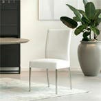 Leren eetkamerstoel Real - Toledo Bianco (gebroken wit) -, Huis en Inrichting, Stoelen, Wit, Nieuw, Ophalen of Verzenden, Industrieel, Modern