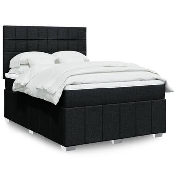 vidaXL Boxspring met matras stof zwart 160x200 cm, Huis en Inrichting, Slaapkamer | Bedden, Verzenden, Zwart, 200 cm, Stof