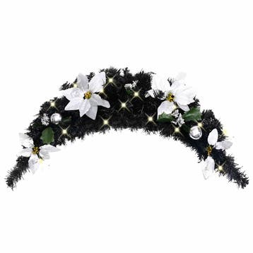 vidaXL Kerstboog met LED-lampjes 90 cm PVC zwart, Diversen, Kerst, Verzenden, Nieuw
