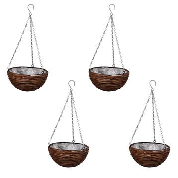 vidaXL Hangbak wilgenhout met voering en ketting 4 stuks, Minder dan 30 cm, Verzenden, Minder dan 60 cm, Nieuw