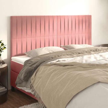 vidaXL Hoofdbord roze 180x5x118/128 cm fluweel, Verzenden, Nieuw, Stof