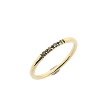 Gouden rijring met gekleurde zirconia, 18 tot 19, Gebruikt, Ophalen of Verzenden, Met edelsteen
