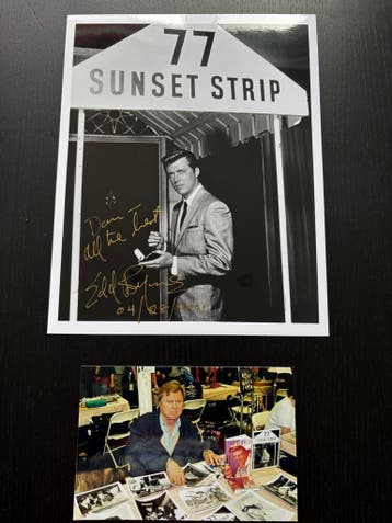 77 Sunset - Gesigneerde foto Edd Byrnes, Ophalen of Verzenden, Nieuw, Film, Foto of Kaart