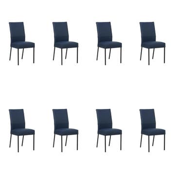 Set van 8 Leren eetkamerstoelen Real - Toledo Kobalt, Ophalen of Verzenden, Nieuw, Leer