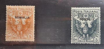Somalië - 1916 Somalië - Rode Kruis nr. 20/22 met originele, Gestempeld
