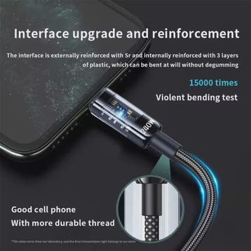 240W Nylon USB-C Snellader Kabel met LED Display - Snel Data, Verzenden, Nieuw