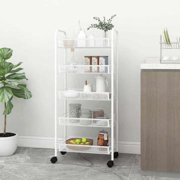 vidaXL Keukentrolley 5-laags 46x26x105 cm ijzer wit, Verzenden, Nieuw