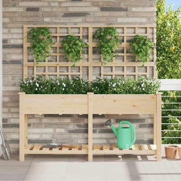 vidaXL Plantenbak Beige 161 x 46 x 152,5 cm Massief, Tuin en Terras, Verzenden, Nieuw, Hout, Minder dan 60 cm