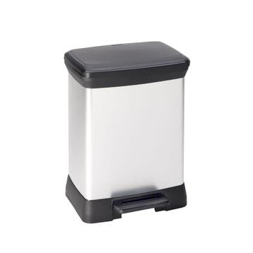Rechthoekige pedaalemmer Decobin 30 ltr - zilver/Zwart, Huis en Inrichting, Verzenden, Nieuw