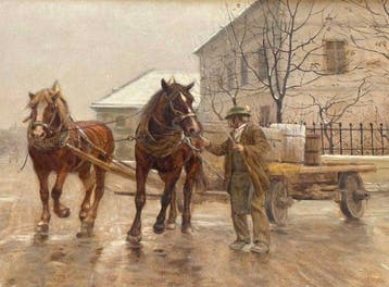 Hermann Reisz (1865-1920) - winter landscape with horse