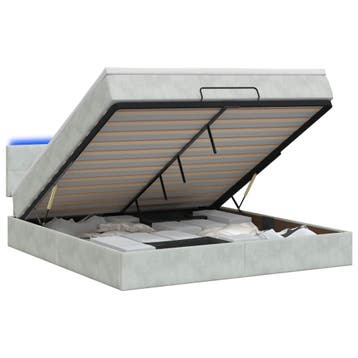 vidaXL Ottoman Bed met Matrassen en LED Lichtgrijs 140 x 200, Verzenden, Nieuw, Stof