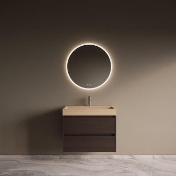 Badmeubelset Riga Travertin met Wastafel 80 cm Bruin Eiken, Ophalen of Verzenden, Nieuw, Bad