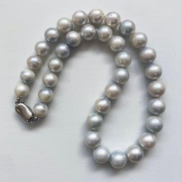 Halsketting Zilver Parel - Silver-Lipped9,0-11,8 mm, Nieuw