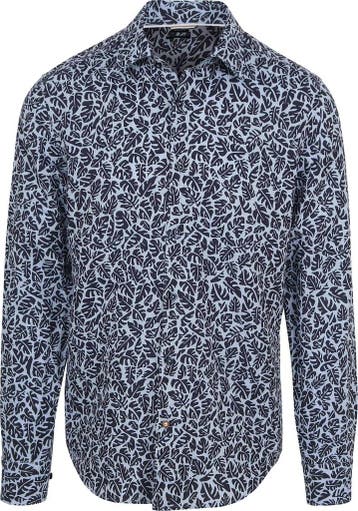 BOSS Overhemd Linnen Print Blauw maat 43 Heren, Kleding | Heren, Overhemden, Verzenden, Nieuw, Blauw, BOSS