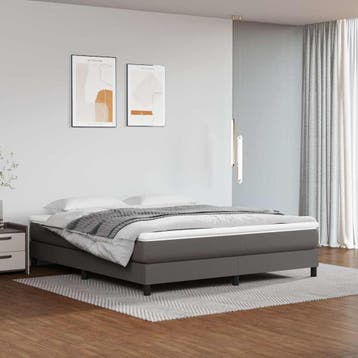 vidaXL Boxspring bed kunstleer grijs 180x200 cm, Overige materialen, Eenpersoons, Verzenden, Nieuw
