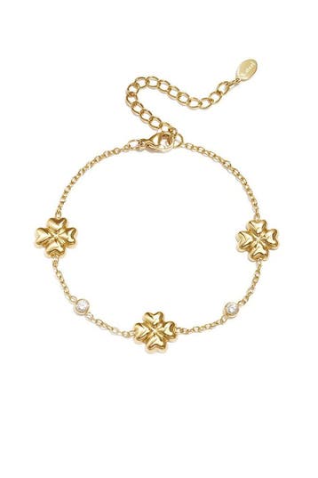 Goudlief Klaver armband met afwisselende steentjes, Sieraden, Tassen en Uiterlijk, Verzenden, Nieuw, Zilver, Overige materialen
