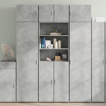 vidaXL Opbergkast 70x42,5x225 cm bewerkt hout betongrijs, Minder dan 50 cm, Nieuw, Overige houtsoorten, 50 tot 75 cm