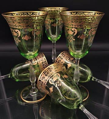 Artemisia Bohemia Firmati - Wijnglas (6) - Kristal, Goud